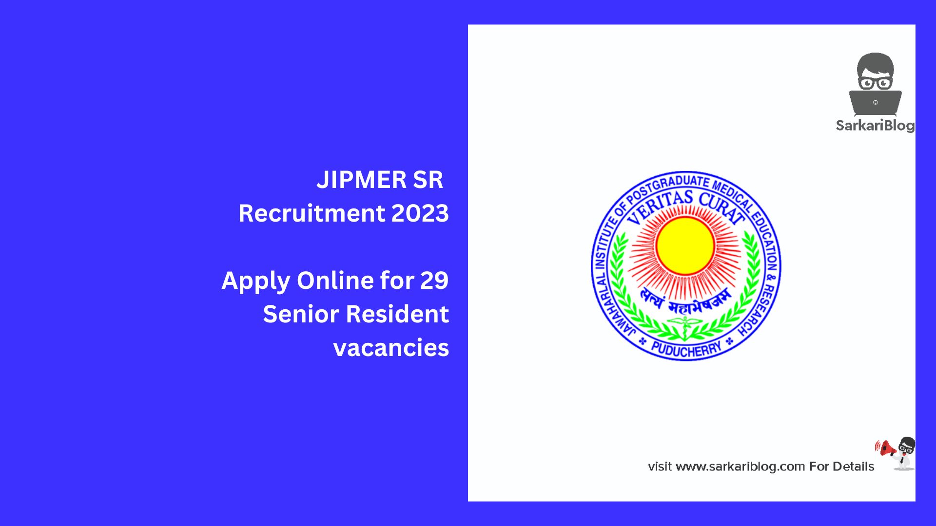 JIPMER SR Recruitment 2023