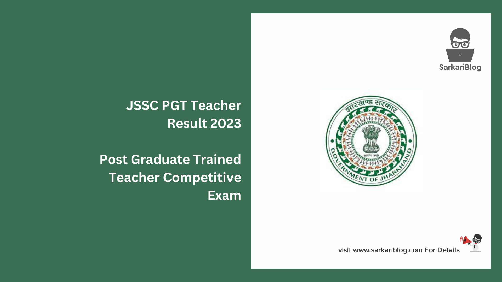 JSSC PGT Teacher Result 2023