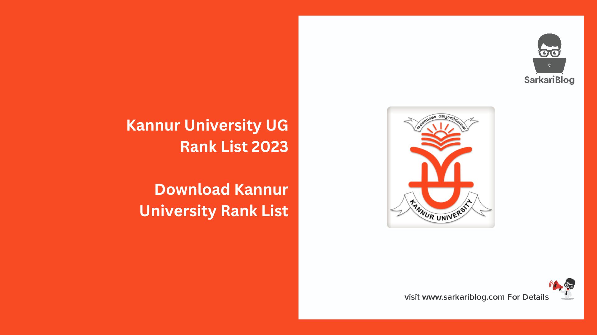 Kannur University UG Rank List 2023