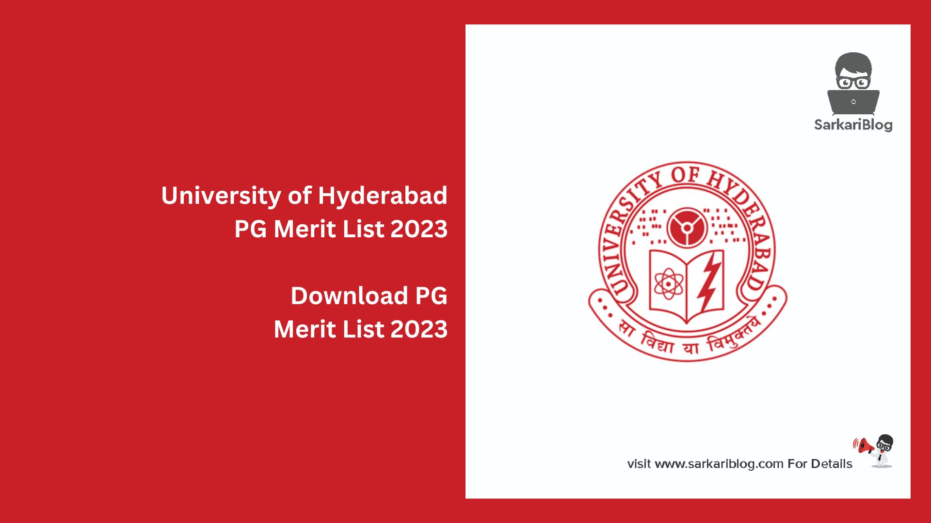 University of Hyderabad PG Merit List 2023